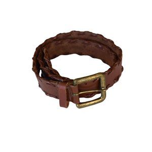 Women's Vintage 90's Merona Brown Leather Stitched Belt L